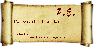 Palkovits Etelka névjegykártya